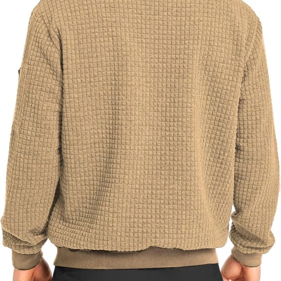 Versatile Men's Casual Bomber Jacket - Khaki, Perfect for Spring & Fall - Picture 4 of 5